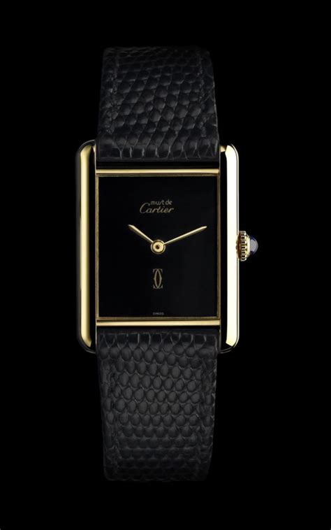 cartier tank watch black face